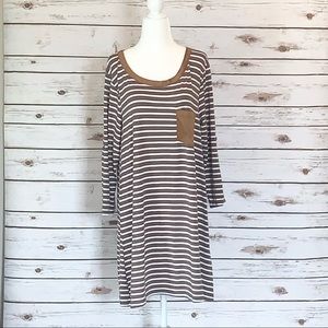 JODIFL CARAMEL AND WHITE STRIPED DRESS MEDIUM